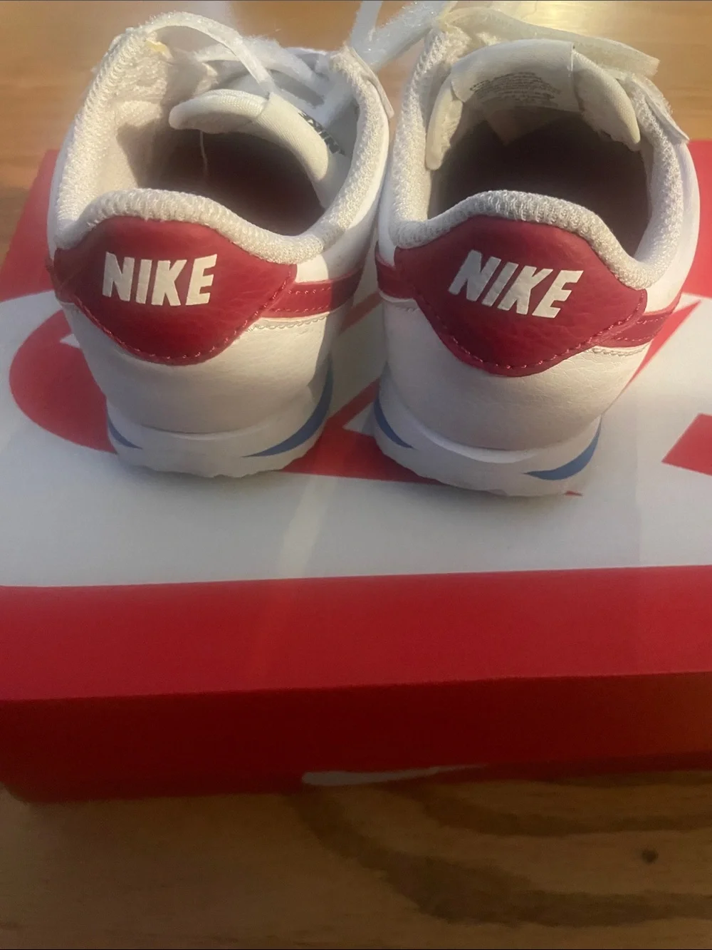 Nike White and Red Velcro Kids Sneakers